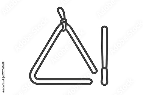Triangle instrument line icon. Simple percussion musical symbol. Vector illustration for orchestra or classical music. Minimalist black and white graphic on a white background.