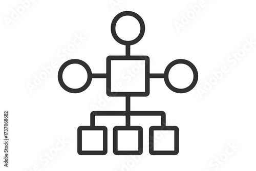 Flowchart icon. Organization chart sign. Business hierarchy and structure symbol. Workflow diagram. Corporate scheme infographic element. Process management data flow vector.