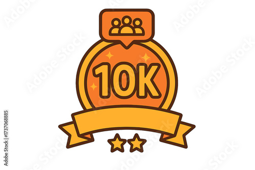 20K Followers Goal Badge Vector, Thank You Social Media Achievement Emblem, User Growth Celebration Icon with Transparent Background, Isolated Digital Illustration