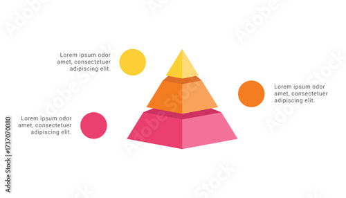 3d pyramid infographic template design with 3 levels