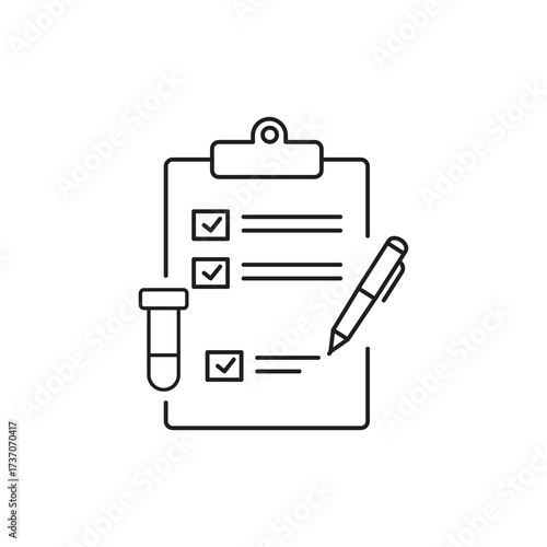 Clinical Analysis & Lab Test Icon . Blood Test, HIV Report, Medical Check, Thin Line Vector.eps