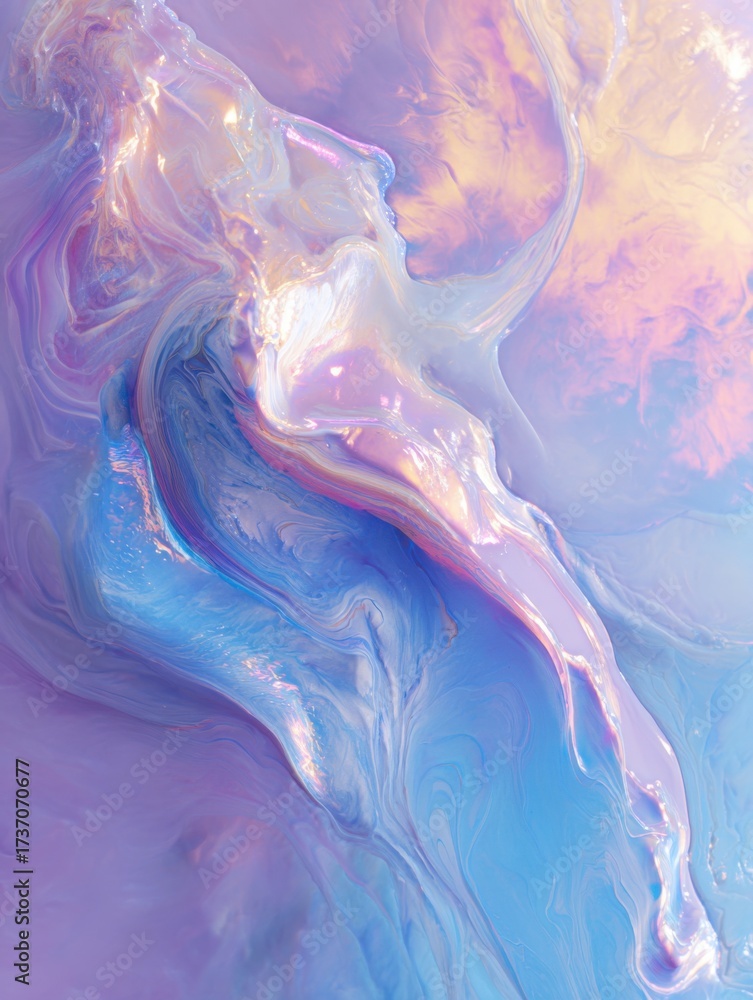Naklejka premium Colorful Abstract Swirl Blending Shades of Pink, Purple, and Blue With Smooth Textures and Fluid Patterns in a Dreamlike Design