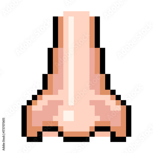 Pixel human nose icon vector. Ideal for smell, breathing, and face themes. This digital graphic is perfect for applications and websites related to senses, air quality, or facial recognition.