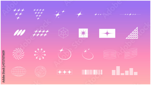 Y2K グラデーション背景アイコンセット｜Sparkle & Abstract Elements