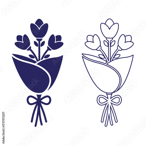 Elegant vector illustration of a simple tulip bouquet in two color variations