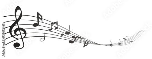 Music notes wave isolated, group musical notes abstract background – vector for stock 
