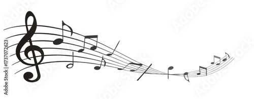 Music notes wave isolated, group musical notes abstract background – vector for stock 

