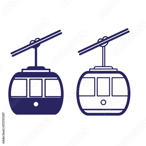 Simple illustrated cable car icon set suitable for transportation and travel graphics