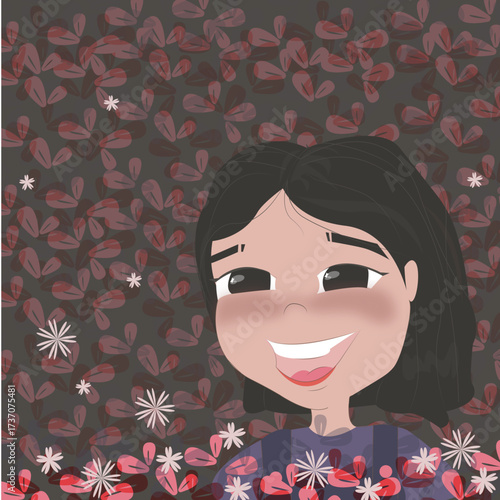 Niña con fondo de flores