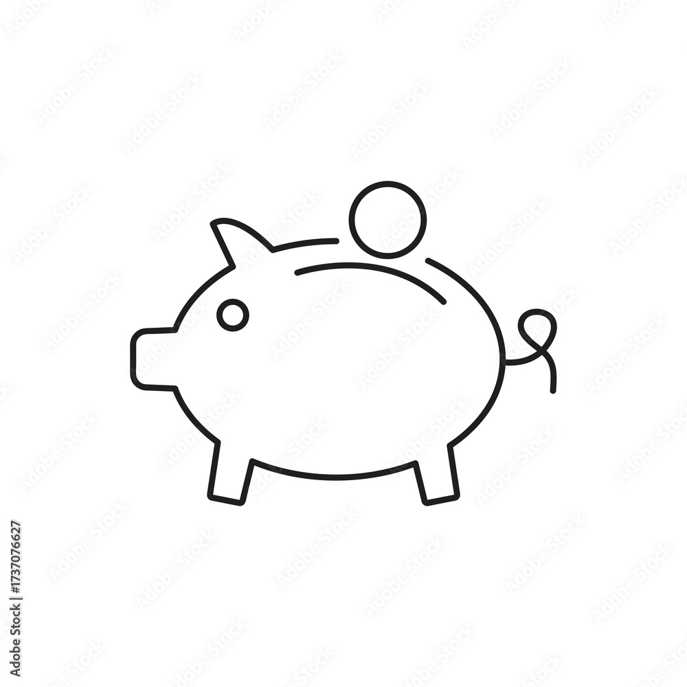 Fototapeta premium Piggy Bank Icon, Money Saving Symbol ? Vector Illustration on white background..eps