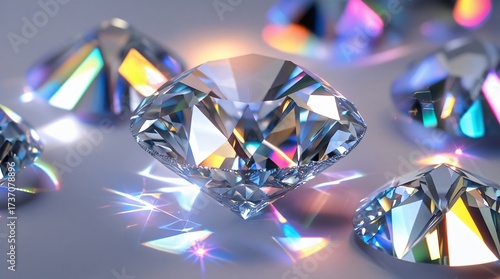 ultra detailed macro close-up texture of diamond facets, shimmering light refractions with rainbow highlights