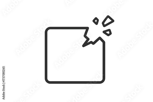 Broken box icon. Fragile package symbol. Shipping damage sign. Delivery error or problem concept. Minimalistic linear pictogram for web, ui and ux design. Destroyed, crashed.