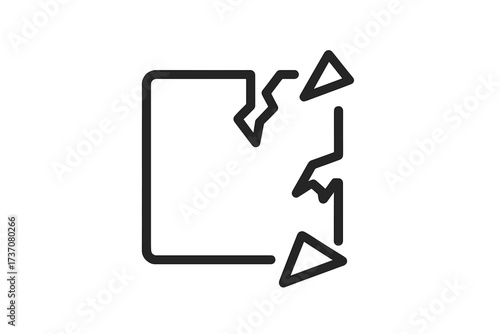 Broken box line icon. Damaged package symbol. Fragile cargo sign. Shipping error, delivery problem concept. Shattered container for logistics and web design. Defective product.
