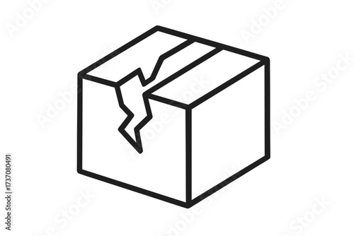Broken box line icon. Damaged package symbol. Fragile, handle with care concept. Shipping, delivery problem. Parcel insurance claim. Vector outline illustration for web, app.