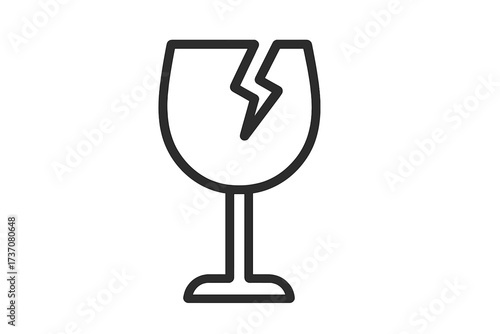 Fragile symbol. Handle with care icon. Broken glass warning sign for package, shipping, and delivery. Vector pictogram for logistics and cargo. Do not drop. Damaged goods.