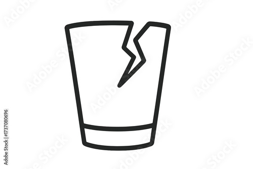 Broken glass line icon vector. Metaphor for fragility, damage, problems, and failure. Cracked cup symbol for web design, apps, or warning signs. Fragile concept illustration.