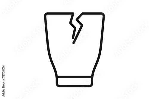 Broken glass line icon. Cracked cup vector symbol. Fragile, damage, accident, and waste concept. Minimalist illustration for web design, app, ui, ux, and warning signs.