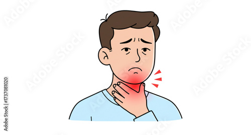 Man feels uncomfortable with his throat