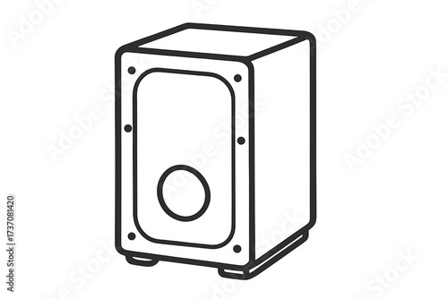Cajon drum box icon. Linear outline vector illustration of a percussion musical instrument. Simple minimalist graphic for acoustic music, rhythm, beat, and flamenco concepts.