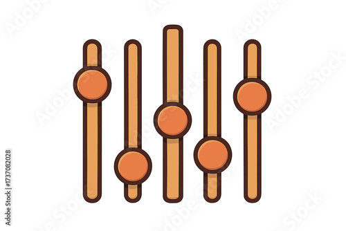 Equalizer icon vector. Sound mixer control panel with faders. Audio frequency adjustment sliders. Music production or DJ equipment symbol for volume, balance and level setting.