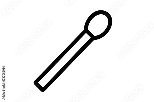 Matchstick outline icon vector. Simple line art symbol for fire, ignition, and light. Minimalist graphic element for web design, apps, and print. Concept of danger, heat, burning.
