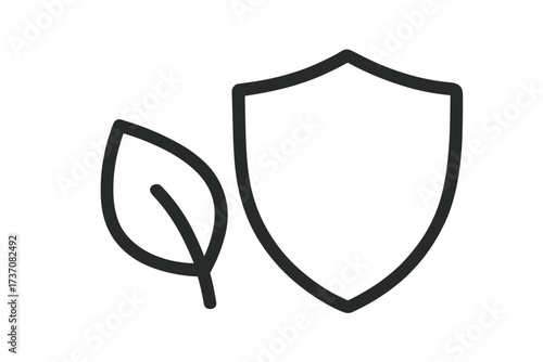 Eco protection symbol. Leaf and shield icon for environmental safety, natural security. Organic, bio, sustainable product guarantee logo. Health, immunity, defense concept.