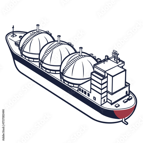 Stylized line art illustration of a large liquefied natural gas lng carrier ship at sea