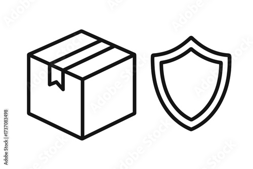 Secure delivery and package protection concept. Shipping insurance and product safety guarantee icon. Safe logistics, cargo warranty and protected parcel vector illustration.
