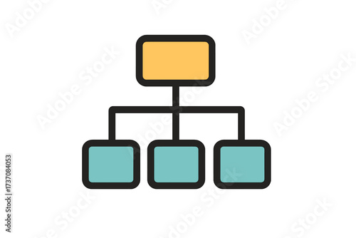 Organization chart icon. Business structure and corporate hierarchy diagram. Simple flowchart, sitemap, and workflow vector illustration. Infographic element for web design.