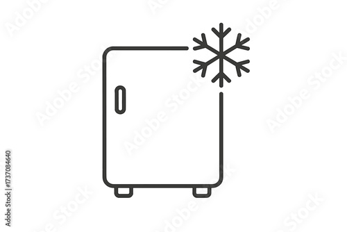 Refrigerator freezer line icon. Cold storage vector symbol. Kitchen appliance, food freezing & cooling concept. Minimalistic outline illustration for web, graphic design, app.