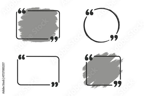 Quote box frame big set. Texting quote boxes. Blank template for quote text info design. Quotation bubble for blog quotes. Creative vector banner illustration and symbol.