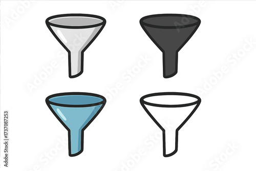 Sales funnel icon set for marketing and conversion optimization. Vector graphic for lead generation, data filtering, and business process analysis. Infographic element.