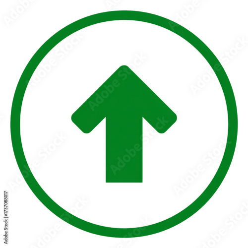 Green arrow pointing up inside a green circle, isolated on transparent background