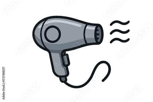 Hair dryer icon vector illustration, concept app symbol, cartoon style with transparent background, modern electric hair blower graphic for beauty and grooming designs