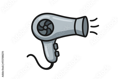 Hair Dryer Icon Vector, Cartoon Style Hairdryer Illustration with Transparent Background, Graphics Concept and App Design Element, Beauty and Styling Tool