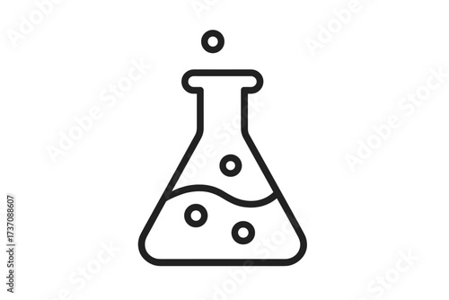 Laboratory Flask Icon Minimalistic Cartoon Science Chemistry Beaker Pictogram for Web Graphic Design Apps Banners Social Media and Cards Vector Illustration