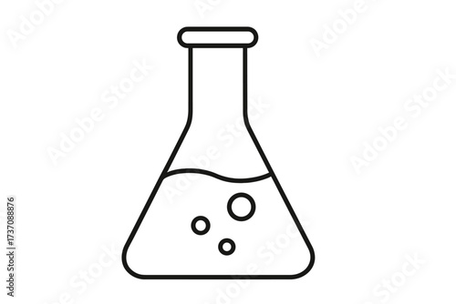 Laboratory Flask Outline Vector Illustration, Chemistry Science Icon, Linear Cartoon Style with Transparent Background, Graphic Design Element for Apps, Adverts, Cards, Education