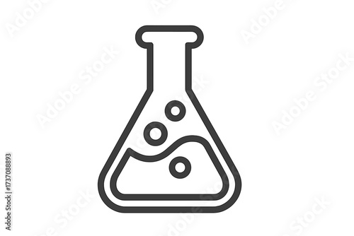 Laboratory Flask Outline Linear Icon, Chemical Beaker Symbol, Science Experiment Equipment Vector, Medical Research and Chemistry Illustration, Transparent Background Design