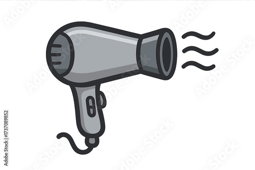 Hair Dryer Symbol Vector, Cartoon Style Illustration, Transparent Background, Electric Blow Dryer Icon for Graphics and App Design, Ordered Set Element