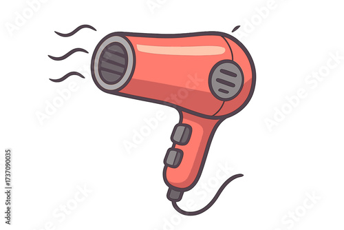Cartoon Hair Dryer Vector Icon for Beauty and Haircare Concept, Portable Electrical Hair Styling Device Illustration with Transparent Background, Flat Design