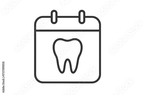 Minimalistic Tooth Calendar Icon, Dental Appointment Planner, Thin Line Vector Illustration, Medical Schedule Reminder, Dental Care Concept, Transparent