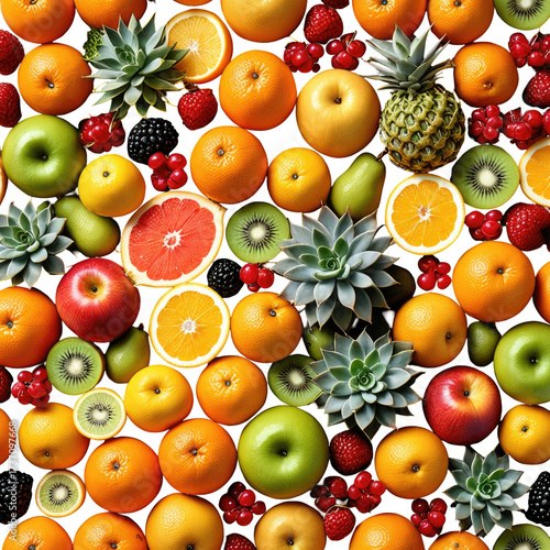 Vibrant assortment of tropical fruits and succulents, close-up