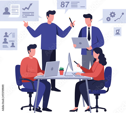 Diverse Team Collaboration: People Working Together at a Table with Laptops.