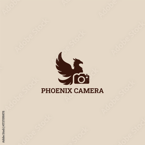 Phoenix camera logo vector icon illustration