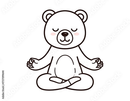 Peaceful Meditating Bear Illustration.