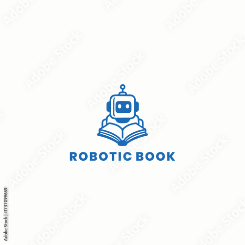 Robotic book logo vector icon illustration