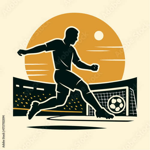 Soccer winger sprinting with ball fast counterattack competitive football stadium icon