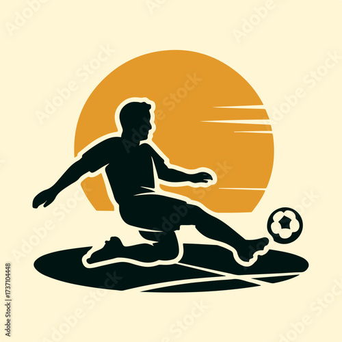 Soccer defender sliding tackle on grass competitive football save the goal vector