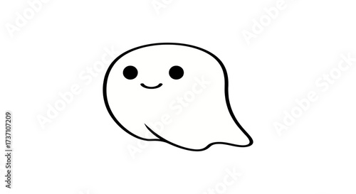 cute ghost illustration friendly spirit with a kawaii smile floating playfully ideal for halloween kids designs and festive greetings.