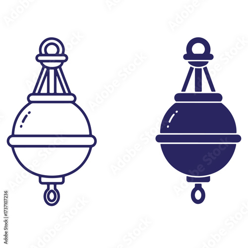 Two minimalist illustrated buoys depicting navigation aids and maritime safety concepts